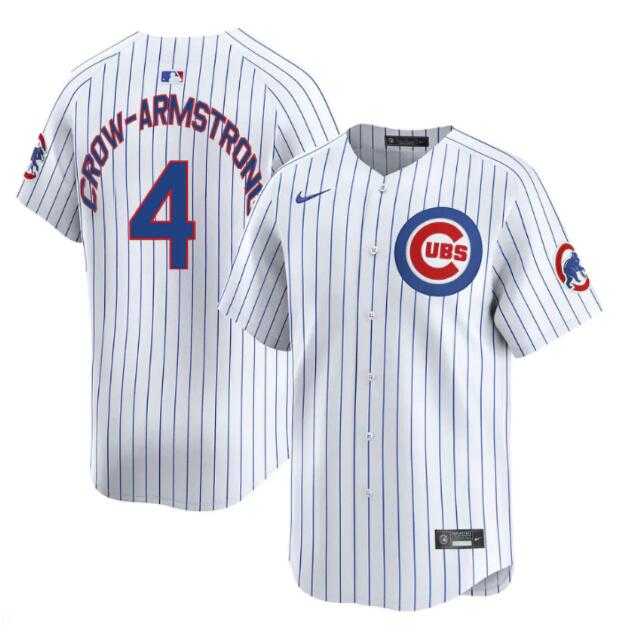 Mens Chicago Cubs #4 Pete Crow-Armstrong White Home Limited Stitched Jersey Dzhi
